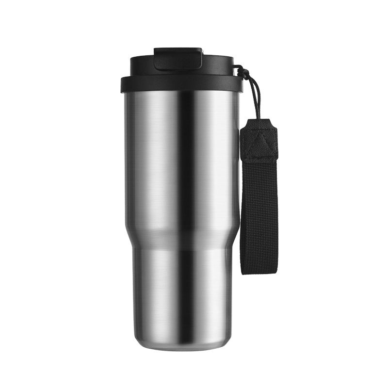 Taza de viaje con aislamiento al vacío de acero inoxidable 304 de 25 oz con correa de transporte, vaso de café portátil para auto, marca personalizada disponible