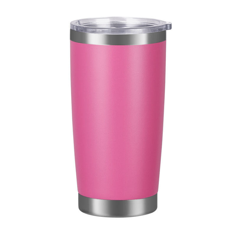 Vaso de acero inoxidable 304 con aislamiento al vacío de doble pared de 20 oz, vaso para coche, con recubrimiento en polvo y tapa, logotipo personalizado disponible.