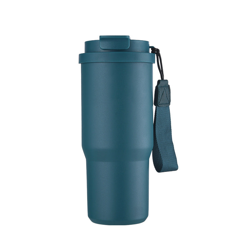 Taza de viaje con aislamiento al vacío de acero inoxidable 304 de 25 oz con correa de transporte, vaso de café portátil para auto, marca personalizada disponible