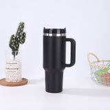 Taza de café de viaje de metal al vacío de doble pared de acero inoxidable de 30 oz con logotipo personalizado y asa