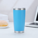 Vaso de acero inoxidable de 20 oz con logotipo personalizado, de fábrica, con aislamiento de doble pared, de acero inoxidable al vacío, con tapas.
