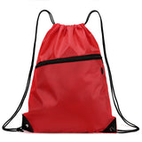 Custom Promotional Standard Polyester Sports Drawstring Bags with Two Pouch & Replacement Drawstrings and Logo