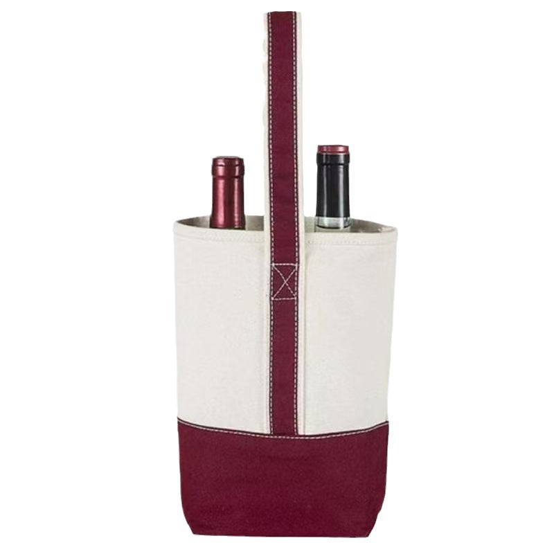 Bolsa de lona reutilizable extra pesada para botellas de vino, con logotipo personalizado, de 16 oz, para impresión de logotipo.