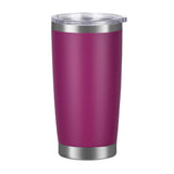 Vaso de acero inoxidable 304 con aislamiento al vacío de doble pared de 20 oz, vaso para coche, con recubrimiento en polvo y tapa, logotipo personalizado disponible.