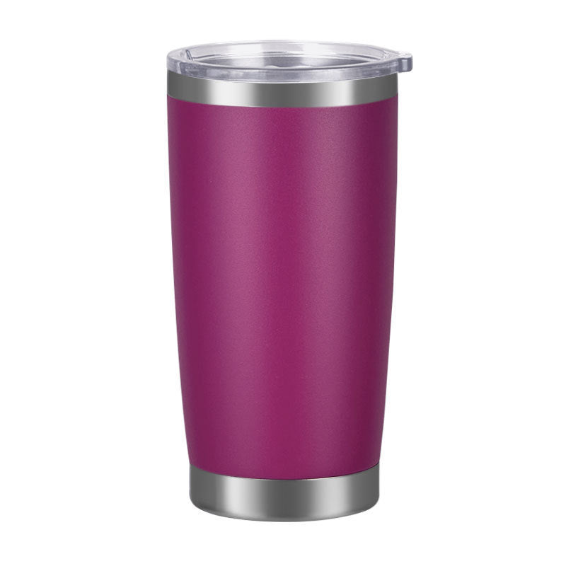 Vaso de acero inoxidable 304 con aislamiento al vacío de doble pared de 20 oz, vaso para coche, con recubrimiento en polvo y tapa, logotipo personalizado disponible.