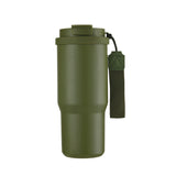Taza de viaje con aislamiento al vacío de acero inoxidable 304 de 25 oz con correa de transporte, vaso de café portátil para auto, marca personalizada disponible