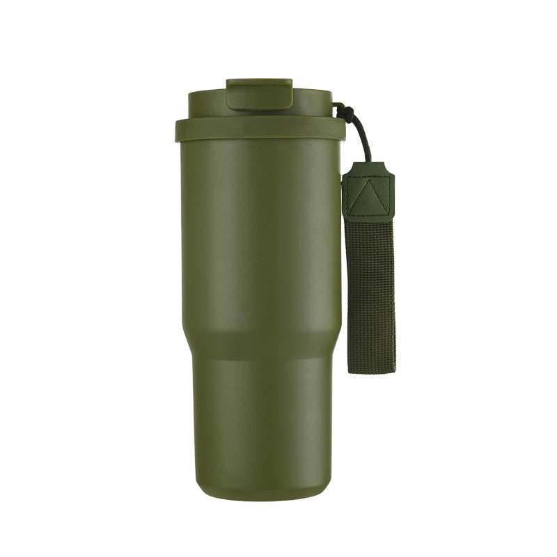 Taza de viaje con aislamiento al vacío de acero inoxidable 304 de 25 oz con correa de transporte, vaso de café portátil para auto, marca personalizada disponible