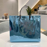 Bolsa de compras metálica holográfica con logotipo personalizado – Embalaje de lujo para minoristas y tiendas Duty-Free