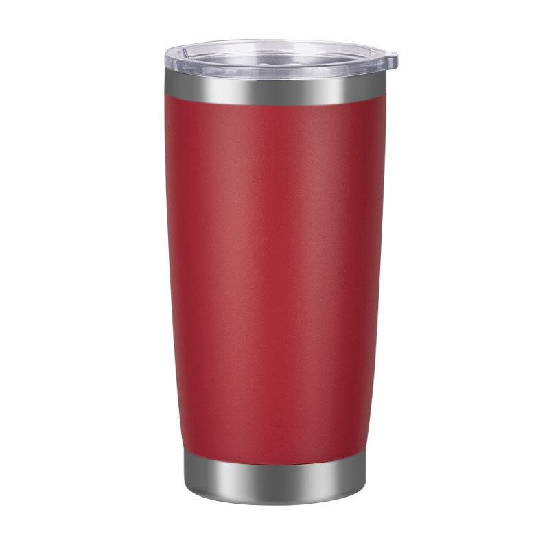 Vaso de acero inoxidable 304 con aislamiento al vacío de doble pared de 20 oz, vaso para coche, con recubrimiento en polvo y tapa, logotipo personalizado disponible.