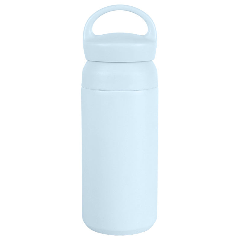 Vaso de viaje de acero inoxidable de doble pared con aislamiento al vacío, 17 oz, con logotipo personalizado y asa, termo portátil para café.