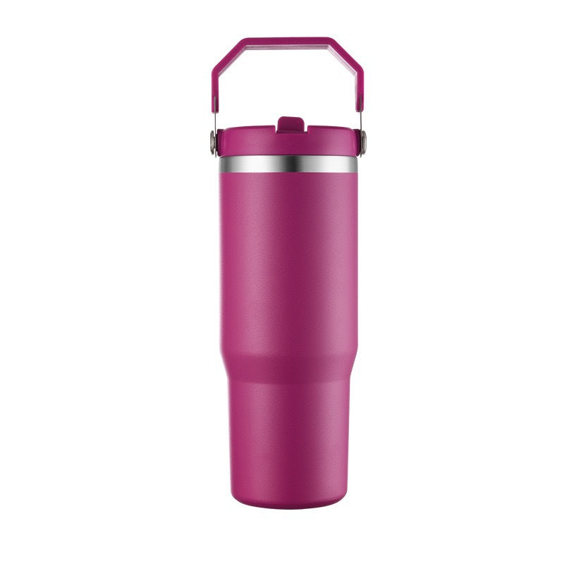 Vaso de viaje con aislamiento al vacío de acero inoxidable 304 de 30 oz con asa, taza de coche de doble pared, taza de café portátil, marca personalizada disponible
