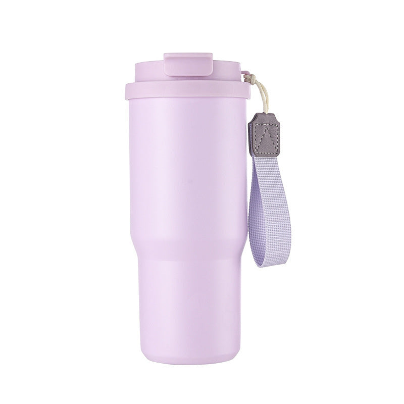 Taza de viaje con aislamiento al vacío de acero inoxidable 304 de 25 oz con correa de transporte, vaso de café portátil para auto, marca personalizada disponible