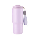 Taza de viaje con aislamiento al vacío de acero inoxidable 304 de 25 oz con correa de transporte, vaso de café portátil para auto, marca personalizada disponible