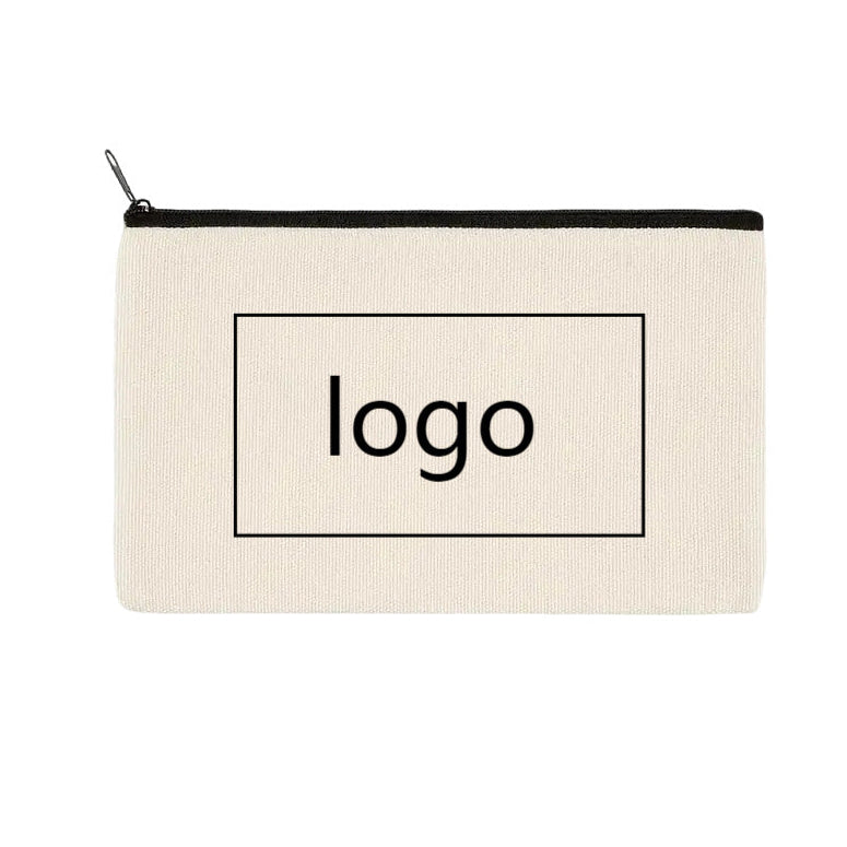 Custom Canvas Pencil Pouch with Logo – Personalized DIY Makeup & School Supply Bag