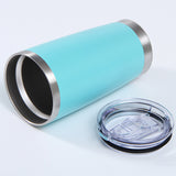 Vaso de acero inoxidable 304 con aislamiento al vacío de doble pared de 20 oz, vaso para coche, con recubrimiento en polvo y tapa, logotipo personalizado disponible.