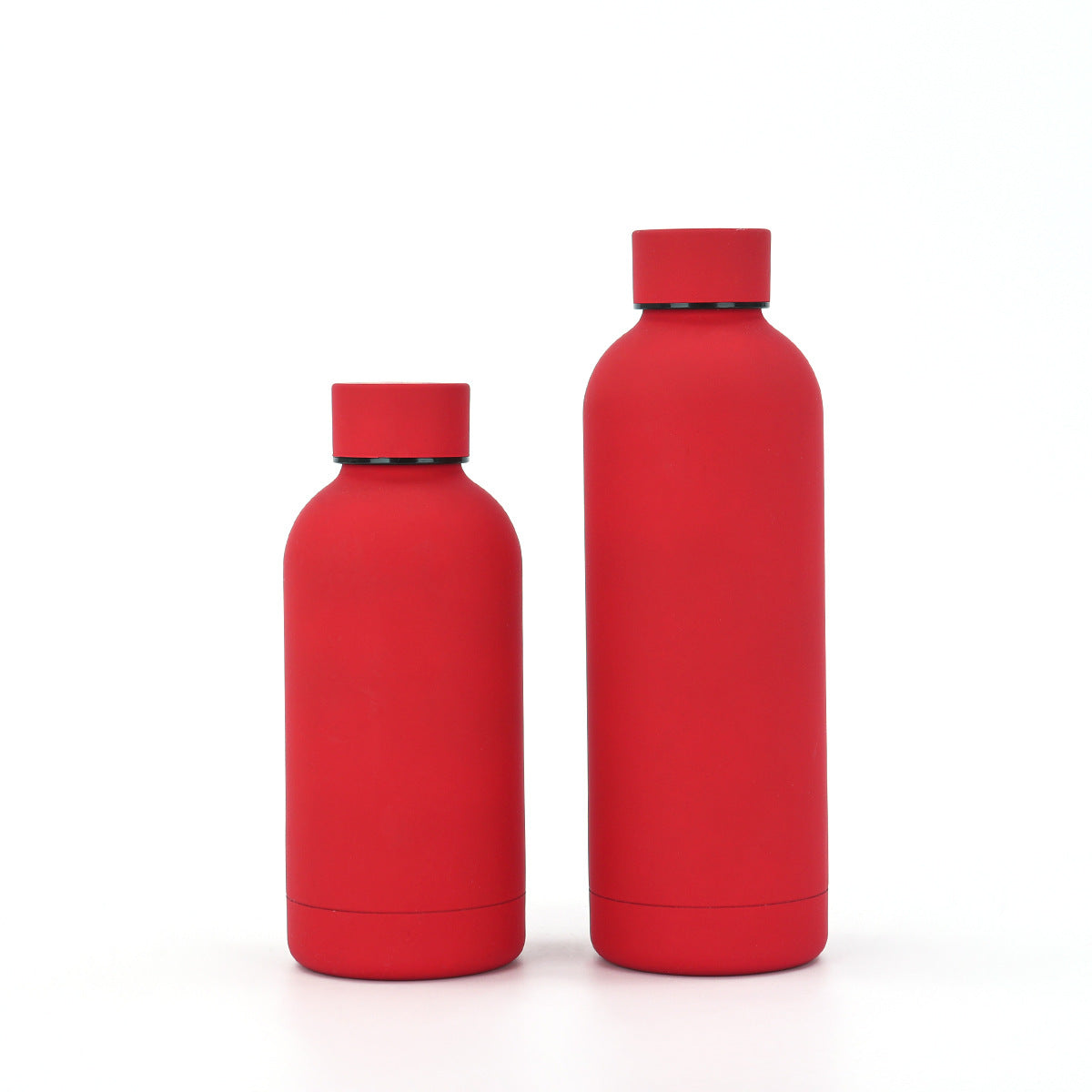 Botella de agua aislada al vacío de acero inoxidable 304 de 12 oz/17 oz con logotipo personalizado, termo de viaje de boca estrecha con revestimiento de goma. 