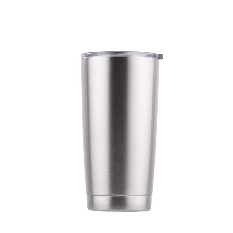 Vaso de acero inoxidable 304 con aislamiento al vacío de doble pared de 20 oz, vaso para coche, con recubrimiento en polvo y tapa, logotipo personalizado disponible.