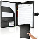 Custom Logo A4 PU Leather Padfolio Portfolio Folder with Clipboard, Memo Pad, Card Holder & Pen Loop for Business Office