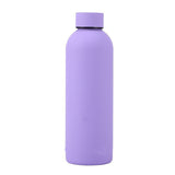 Botella de agua aislada al vacío de acero inoxidable 304 de 17 oz con logotipo personalizado, acabado de goma mate, frasco de viaje de boca estrecha.