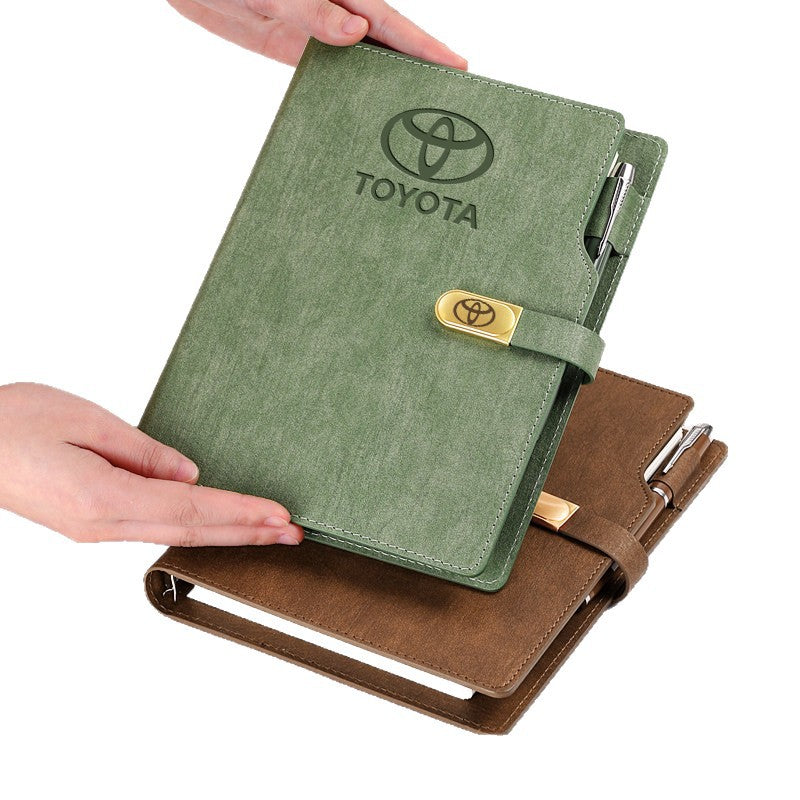 Custom Logo A5 Refillable PU Leather Notebook with 6-Ring Binder, 100 Sheets / 200 Pages, Business Journal Organizer