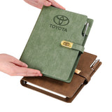 Custom Logo A5 Refillable PU Leather Notebook with 6-Ring Binder, 100 Sheets / 200 Pages, Business Journal Organizer