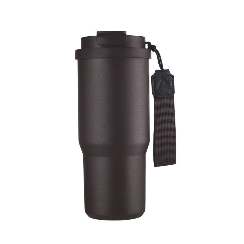 Taza de viaje con aislamiento al vacío de acero inoxidable 304 de 25 oz con correa de transporte, vaso de café portátil para auto, marca personalizada disponible