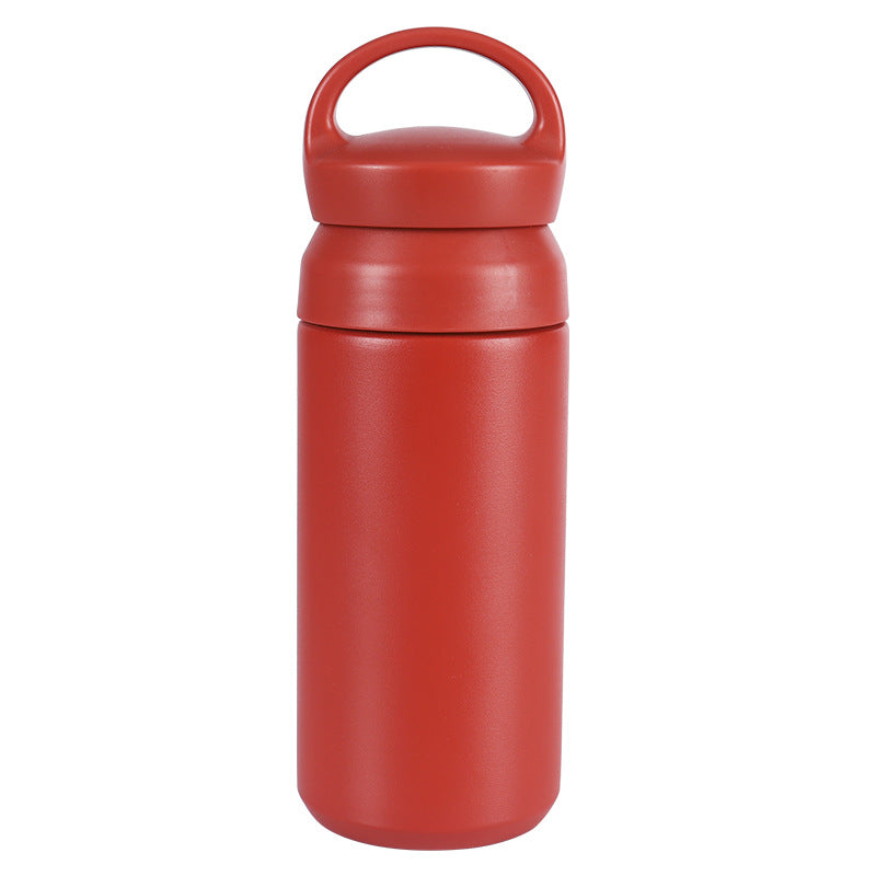 Vaso de viaje de acero inoxidable de doble pared con aislamiento al vacío, 17 oz, con logotipo personalizado y asa, termo portátil para café.