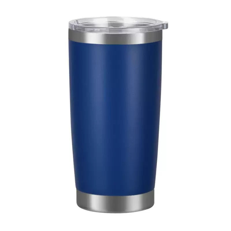 Vaso de acero inoxidable 304 con aislamiento al vacío de doble pared de 20 oz, vaso para coche, con recubrimiento en polvo y tapa, logotipo personalizado disponible.