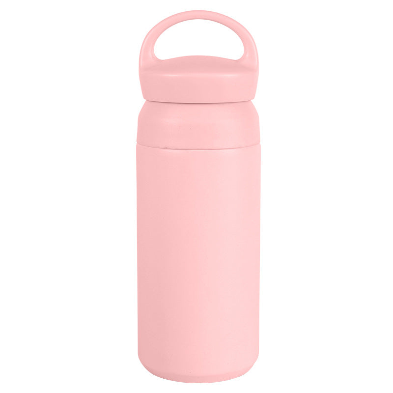 Vaso de viaje de acero inoxidable de doble pared con aislamiento al vacío, 17 oz, con logotipo personalizado y asa, termo portátil para café.