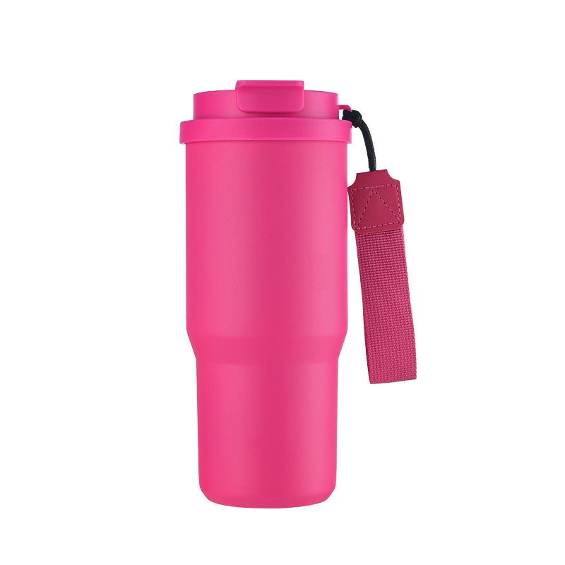 Taza de viaje con aislamiento al vacío de acero inoxidable 304 de 25 oz con correa de transporte, vaso de café portátil para auto, marca personalizada disponible