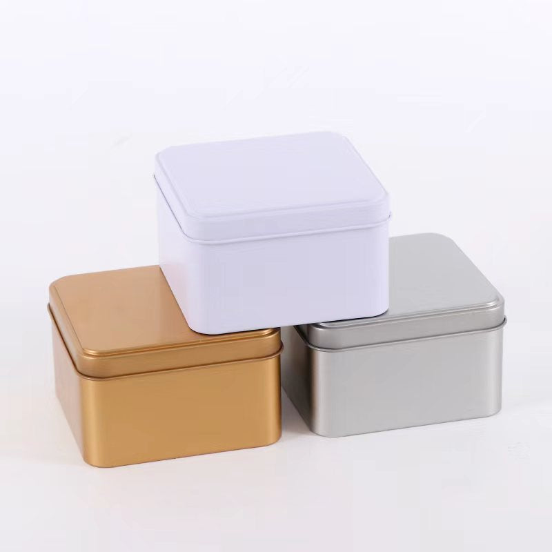 Caja cuadrada de hojalata mate personalizada de 9 cm (3,54 pulgadas) con logotipo – Lata para embalaje de velas, dulces y regalos