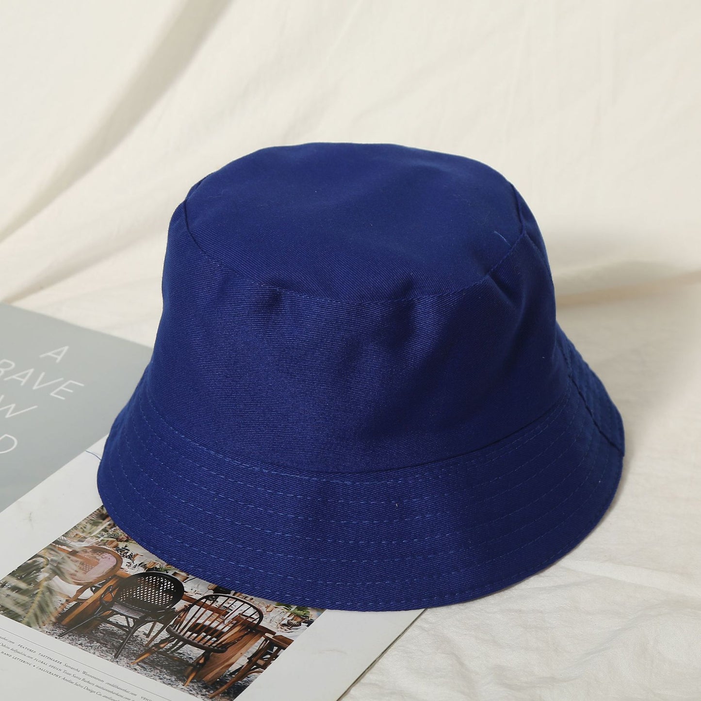 Fashionable Minimalist Design 100% Pure Cotton Solid Color Women's Bucket Hat  for Beach Travel