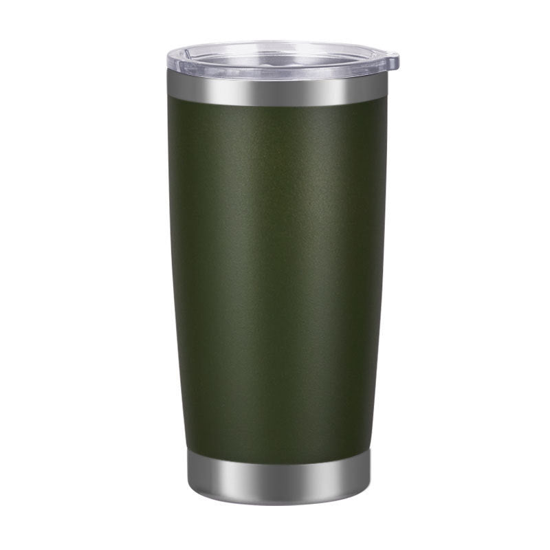 Vaso de acero inoxidable 304 con aislamiento al vacío de doble pared de 20 oz, vaso para coche, con recubrimiento en polvo y tapa, logotipo personalizado disponible.