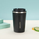 Vaso de acero inoxidable 304/316 reutilizable de 12 oz con logotipo personalizado, portátil, para viaje, con aislamiento de metal y tapa.