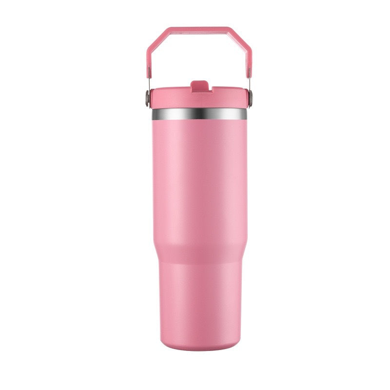 Vaso de viaje con aislamiento al vacío de acero inoxidable 304 de 30 oz con asa, taza de coche de doble pared, taza de café portátil, marca personalizada disponible