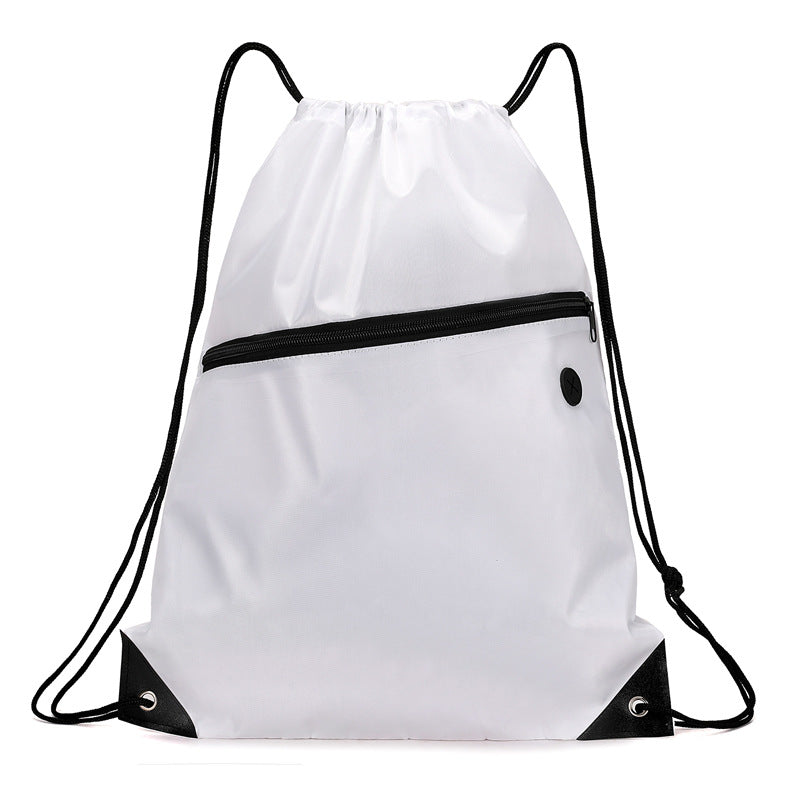 Custom Promotional Standard Polyester Sports Drawstring Bags with Two Pouch & Replacement Drawstrings and Logo