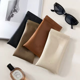 Custom PU Leather Eyeglass Case with Automatic Closure, Large Capacity Sunglasses & Glasses Pouch, Long Protective Eyewear Case
