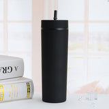 Vasos Slim Tumbler personalizados, semimate, de plástico reutilizable de 16 oz, color pastel, con tapa y pajita.