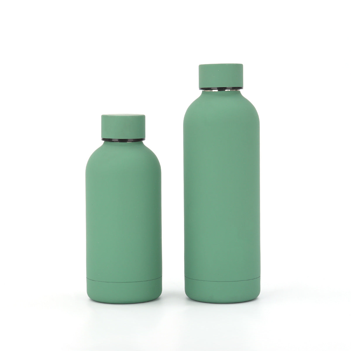 Botella de agua aislada al vacío de acero inoxidable 304 de 12 oz/17 oz con logotipo personalizado, termo de viaje de boca estrecha con revestimiento de goma. 