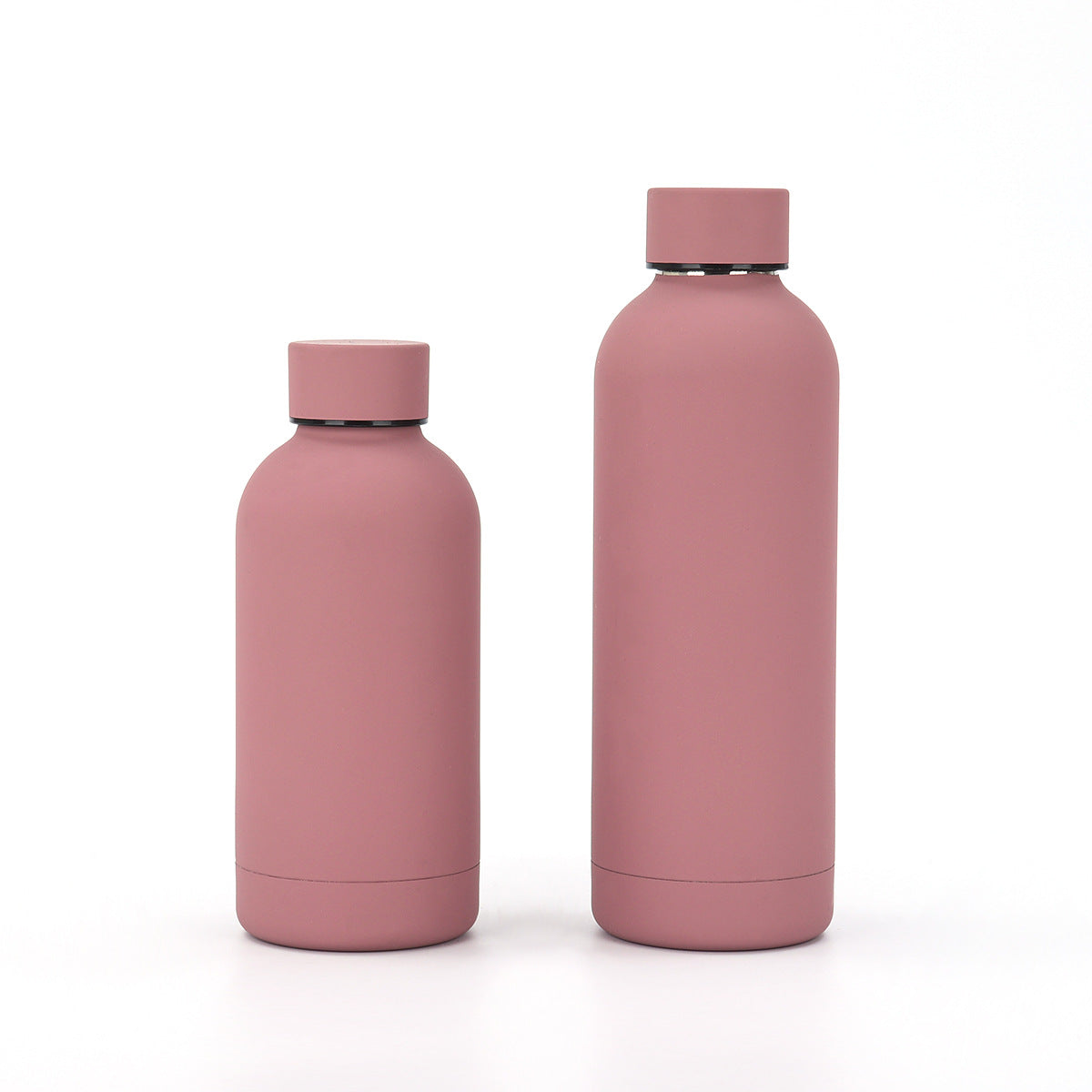 Botella de agua aislada al vacío de acero inoxidable 304 de 12 oz/17 oz con logotipo personalizado, termo de viaje de boca estrecha con revestimiento de goma. 