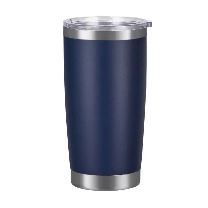 Vaso de acero inoxidable 304 con aislamiento al vacío de doble pared de 20 oz, vaso para coche, con recubrimiento en polvo y tapa, logotipo personalizado disponible.