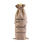 Custom Linen Wine Bag with Logo – Personalized Drawstring Bottle Gift Bag