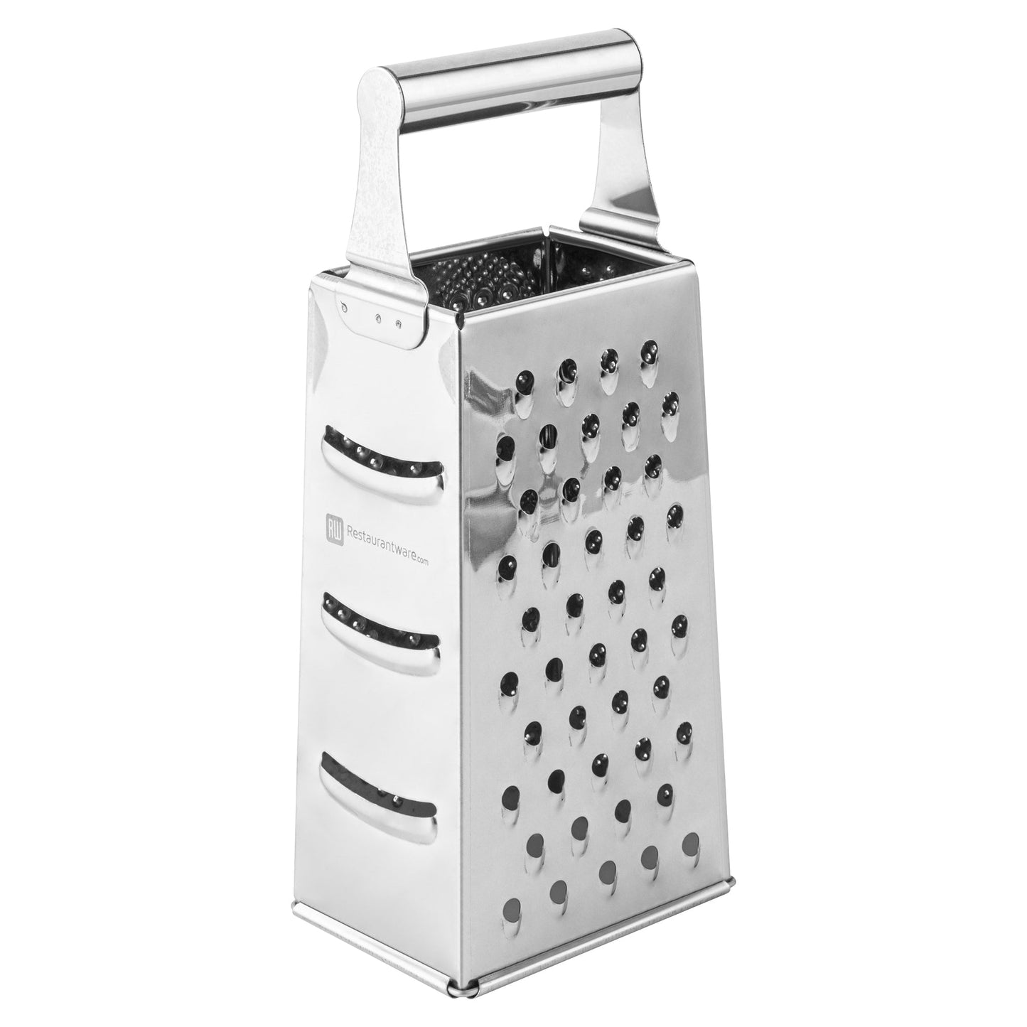 Rallador de queso de cuatro lados Met Lux de acero inoxidable resistente - 4 1/4" x 3 1/4" x 10" - Caja de 1 unidad