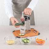 Rallador de queso de cuatro lados Met Lux de acero inoxidable resistente - 4 1/4" x 3 1/4" x 10" - Caja de 1 unidad