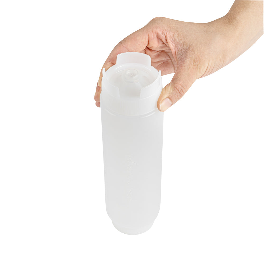 Botella de plástico transparente de 16 oz (primero en entrar, primero en salir), tapa invertida, rellenable y dispensadora, 2 1/2" x 2 1/2" x 8 1/4" (caja de 1 unidad)