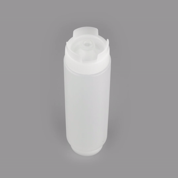 Botella de plástico transparente de 16 oz (primero en entrar, primero en salir), tapa invertida, rellenable y dispensadora, 2 1/2" x 2 1/2" x 8 1/4" (caja de 1 unidad)