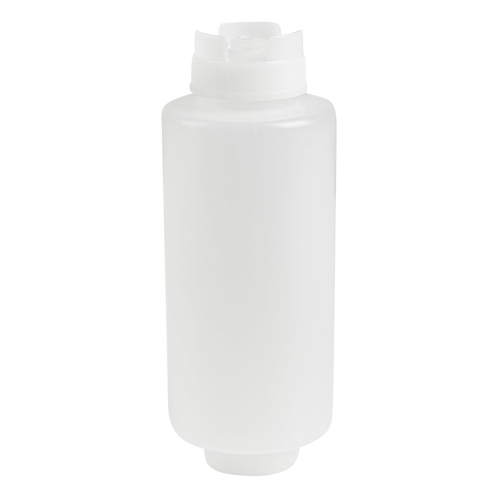 Botella de plástico transparente de 32 oz (primero en entrar, primero en salir), tapa invertida, rellenable y dispensadora, 8,9 x 8,9 x 23 cm (3 1/2 x 3 1/2 x 9 pulgadas), caja de 1 unidad