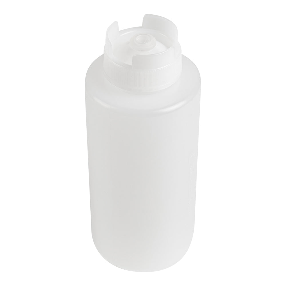 Botella de plástico transparente de 32 oz (primero en entrar, primero en salir), tapa invertida, rellenable y dispensadora, 8,9 x 8,9 x 23 cm (3 1/2 x 3 1/2 x 9 pulgadas), caja de 1 unidad