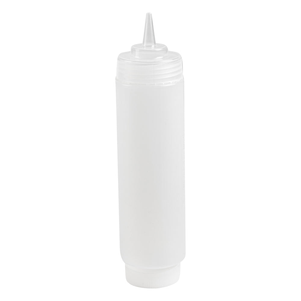 Botella de plástico transparente de 16 oz (primero en entrar, primero en salir), tapa de repuesto, punta de precisión, 2 1/2" x 2 1/2" x 9 1/4" (caja de 1 unidad)