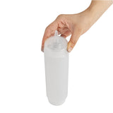 Botella de plástico transparente de 16 oz (primero en entrar, primero en salir), tapa de repuesto, punta de precisión, 2 1/2" x 2 1/2" x 9 1/4" (caja de 1 unidad)